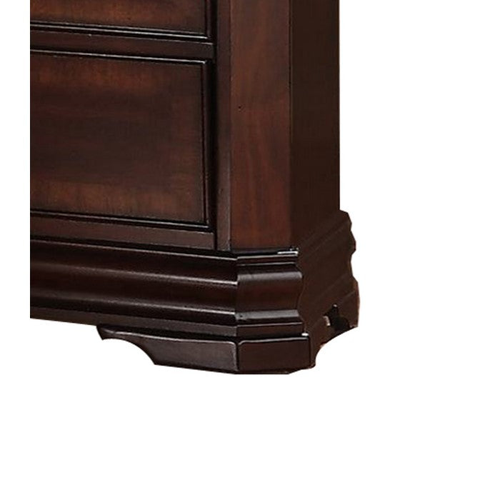 Molded Wooden Frame Nightstand with 2 Drawers, Dark Brown