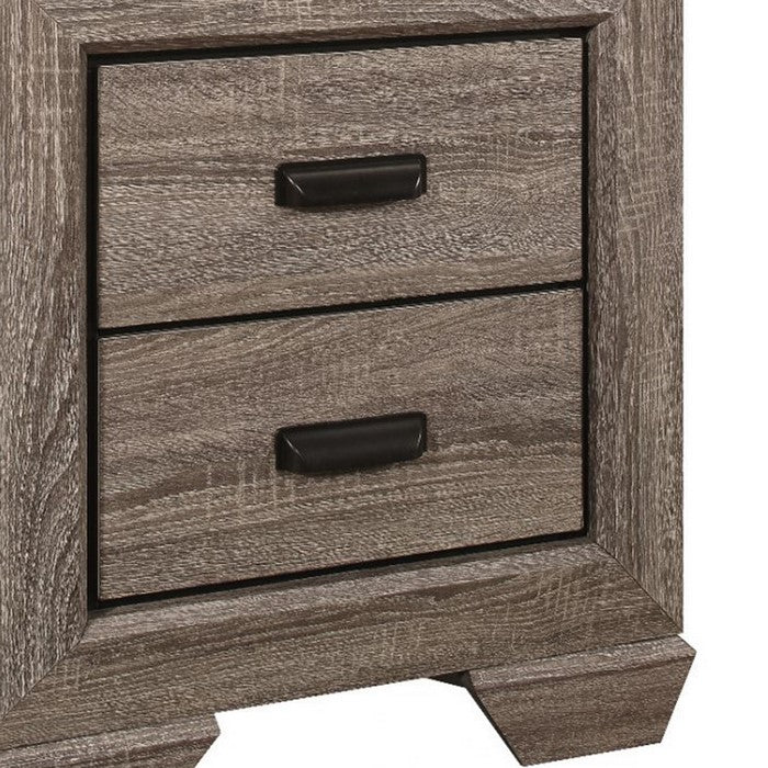 Grained 2 Drawers Wooden Frame Nightstand with Bracket Feet, Light Brown - BM215241