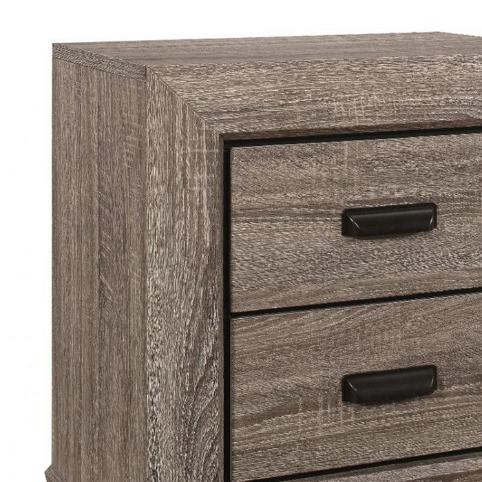 Grained 2 Drawers Wooden Frame Nightstand with Bracket Feet, Light Brown - BM215241