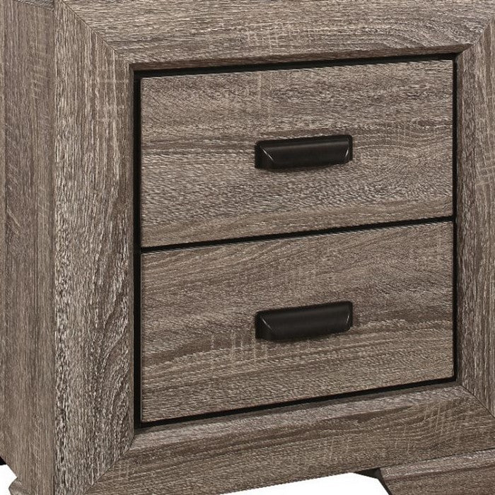 Grained 2 Drawers Wooden Frame Nightstand with Bracket Feet, Light Brown - BM215241