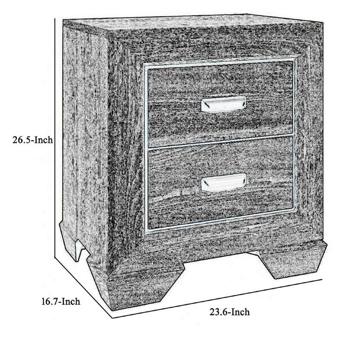 Grained 2 Drawers Wooden Frame Nightstand with Bracket Feet, Light Brown - BM215241