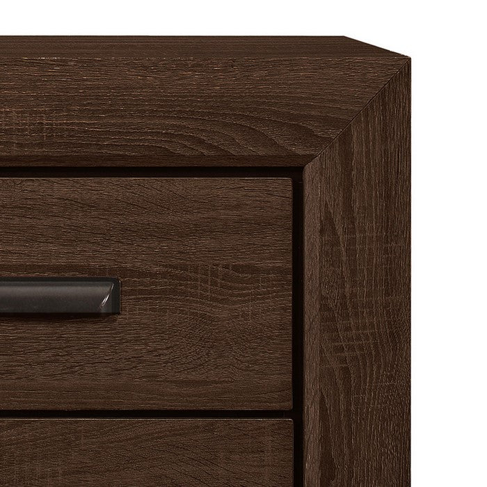 Grained 2 Drawers Wooden Frame Nightstand with Bracket Feet, Dark Brown - BM215242