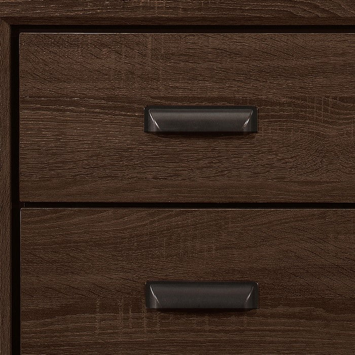 Grained 2 Drawers Wooden Frame Nightstand with Bracket Feet, Dark Brown - BM215242