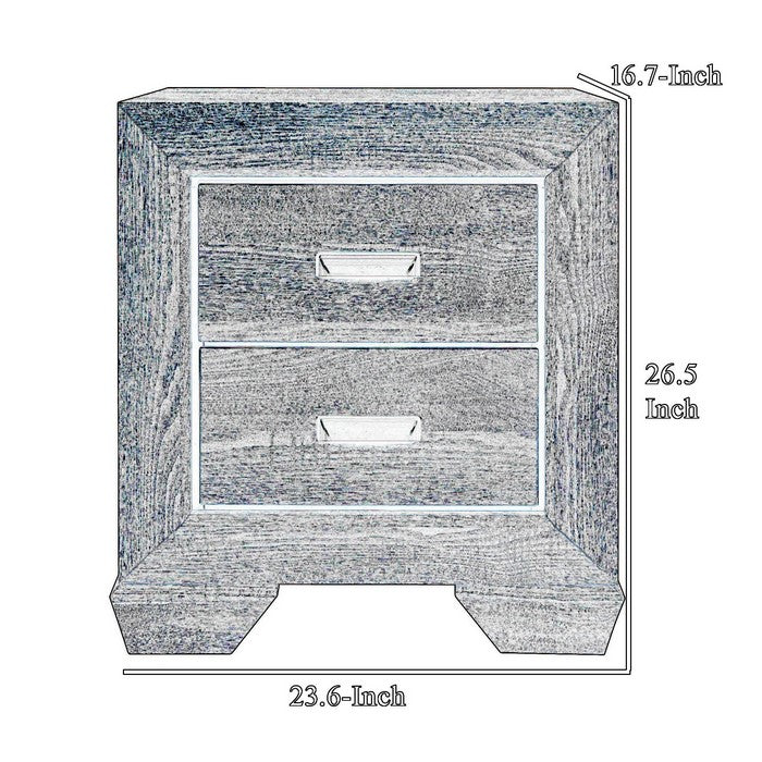 Grained 2 Drawers Wooden Frame Nightstand with Bracket Feet, Dark Brown - BM215242