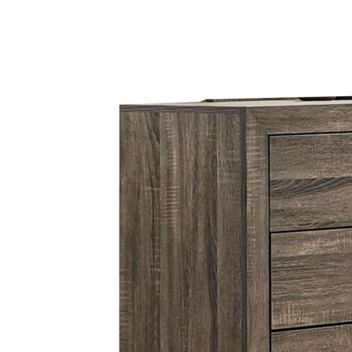 6 Drawer Wooden Dresser with Metal Pulls and Tapered Legs, Brown