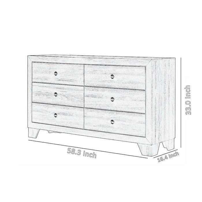 6 Drawer Wooden Dresser with Round Knobs and Tapered Legs, Brown - BM215246