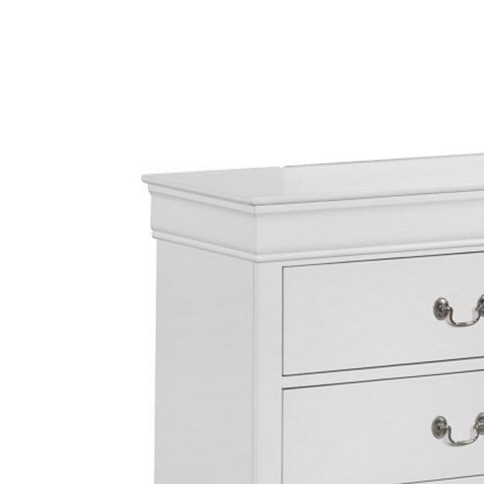 Transitional Style 6 Drawer Dresser with Metal Pulls, White