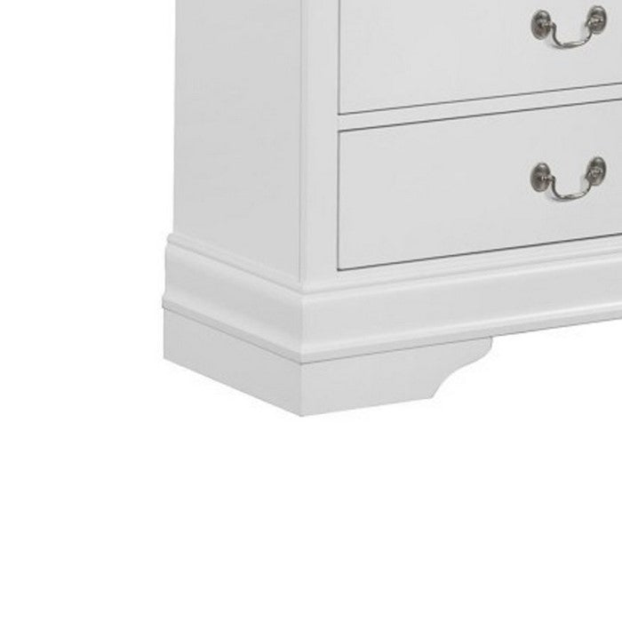 Transitional Style 6 Drawer Dresser with Metal Pulls, White