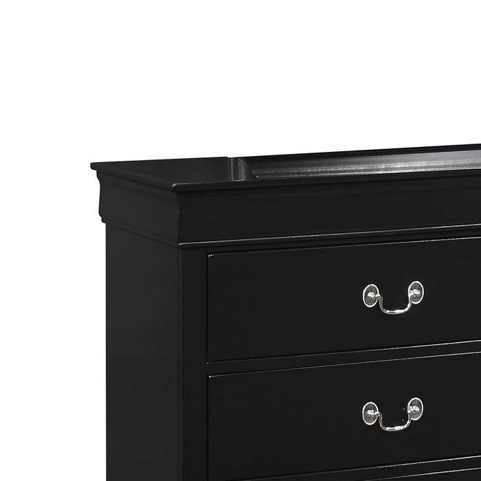 Transitional Style 6 Drawer Dresser with Metal Pulls, Black