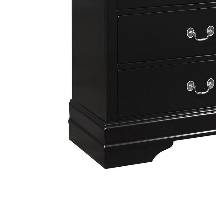 Transitional Style 6 Drawer Dresser with Metal Pulls, Black