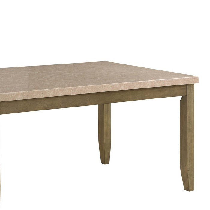 Transitional Wooden Dining Table with Faux Marble Top, Beige and Brown - BM215252