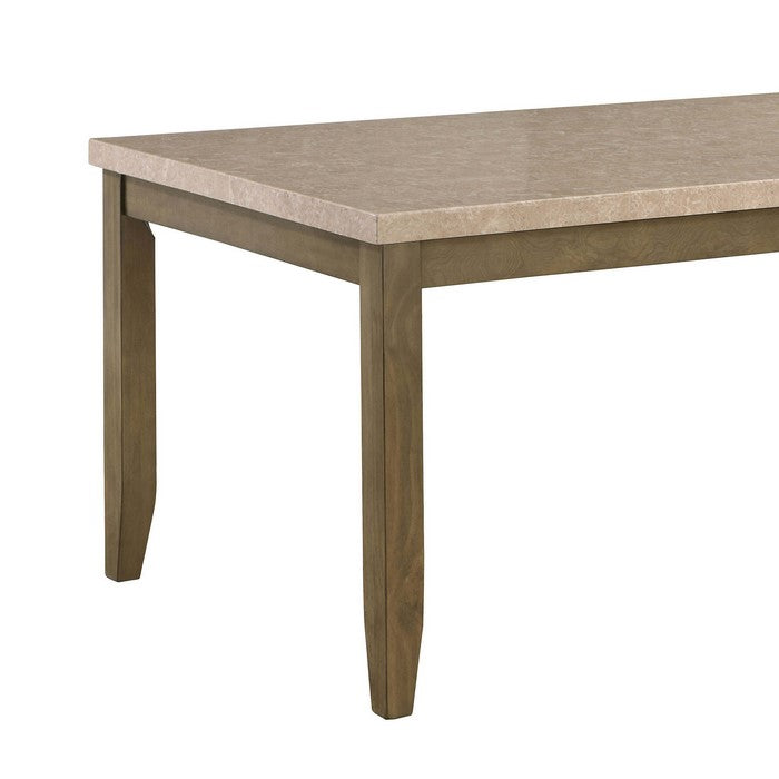 Transitional Wooden Dining Table with Faux Marble Top, Beige and Brown - BM215252