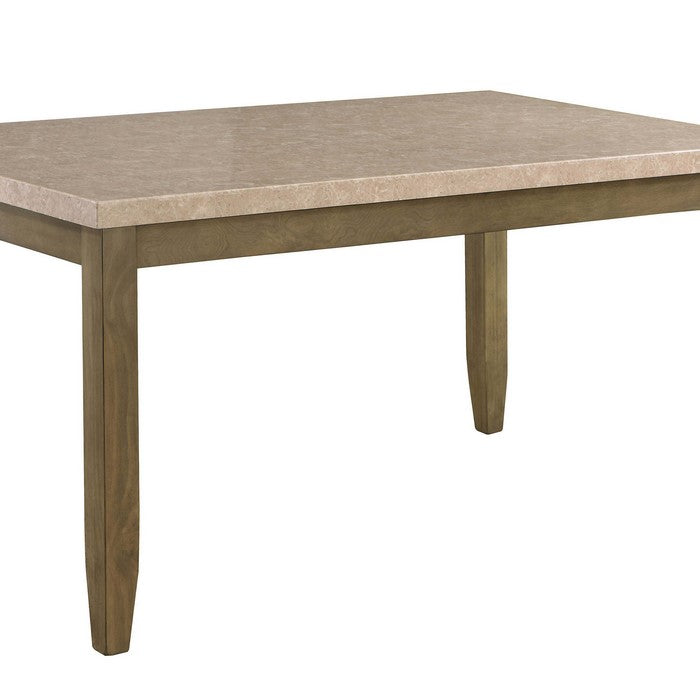 Transitional Wooden Dining Table with Faux Marble Top, Beige and Brown - BM215252