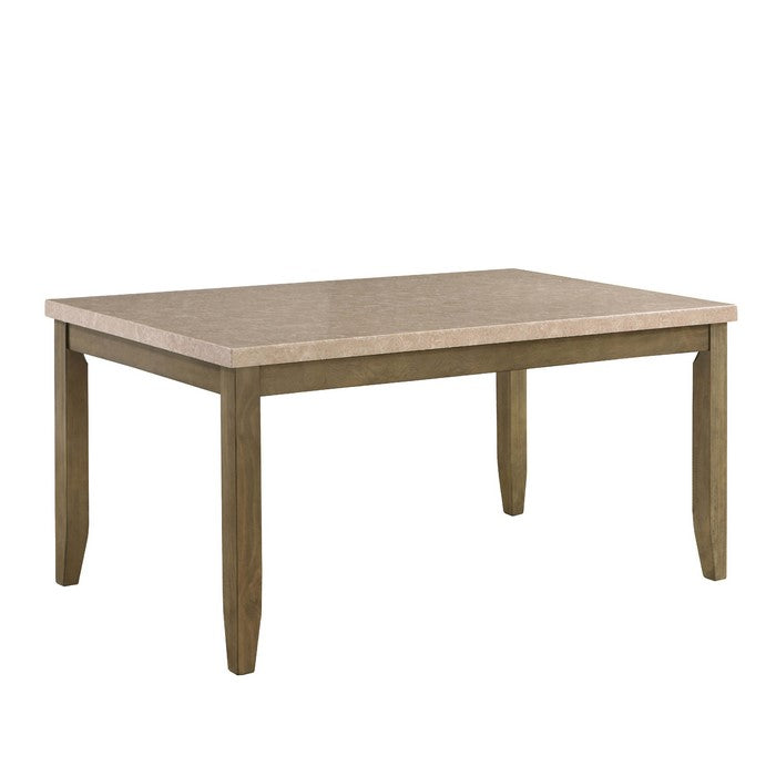Transitional Wooden Dining Table with Faux Marble Top, Beige and Brown - BM215252