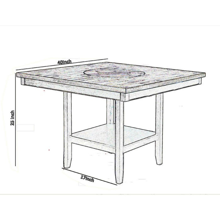 Counter Height Table with Open Bottom Shelf and Lazy Susan, Brown and Black - BM215255