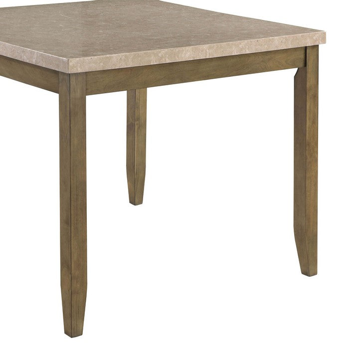 Counter Height Table with Square Top and Chamfered Legs, Brown - BM215259