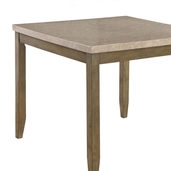 Counter Height Table with Square Top and Chamfered Legs, Brown - BM215259