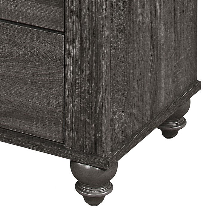 6 Drawer Wooden Chest with Metal Handles and Mirror Trim, Gray