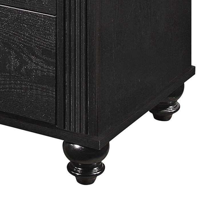 6 Drawer Wooden Chest with Metal Handles and Mirror Trim, Black