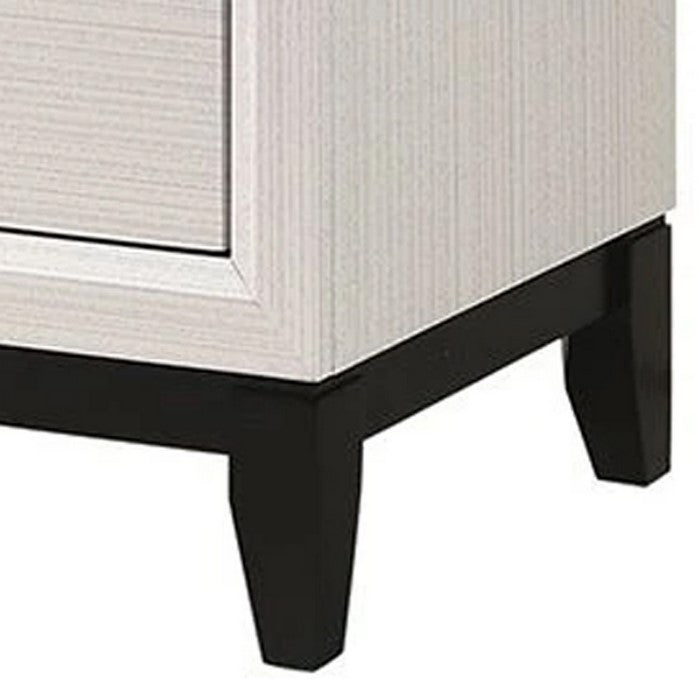 Transitional Style Dresser with 6 Drawers and Metal Pulls, White and Black