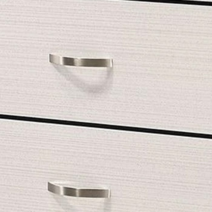 Transitional Style Dresser with 6 Drawers and Metal Pulls, White and Black