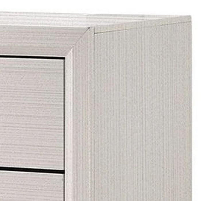 Transitional Style Dresser with 6 Drawers and Metal Pulls, White and Black