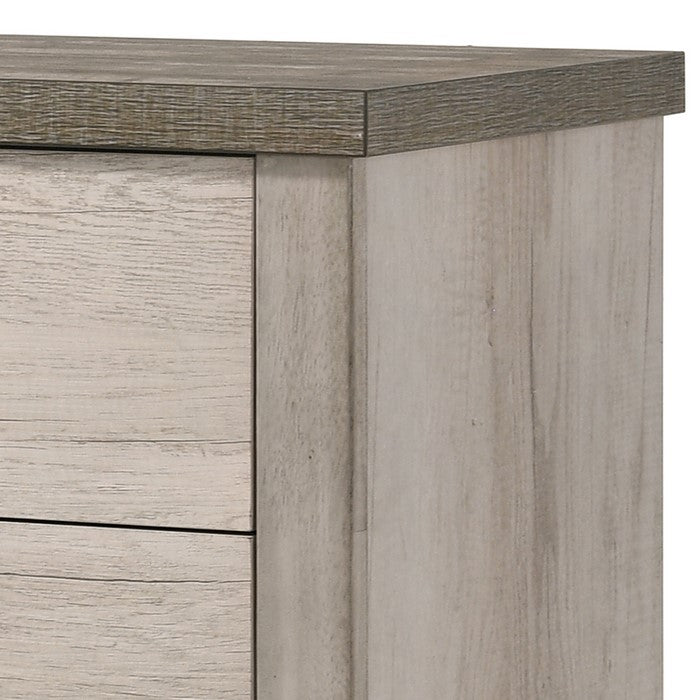5 Drawer Wooden Chest with Metal Ring Pulls, Weathered Brown