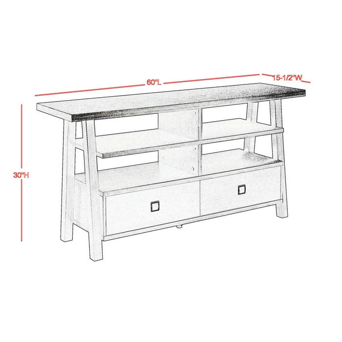 Transitional Wooden TV Stand with 4 Open Shelves and 2 Drawers, Brown - BM215271