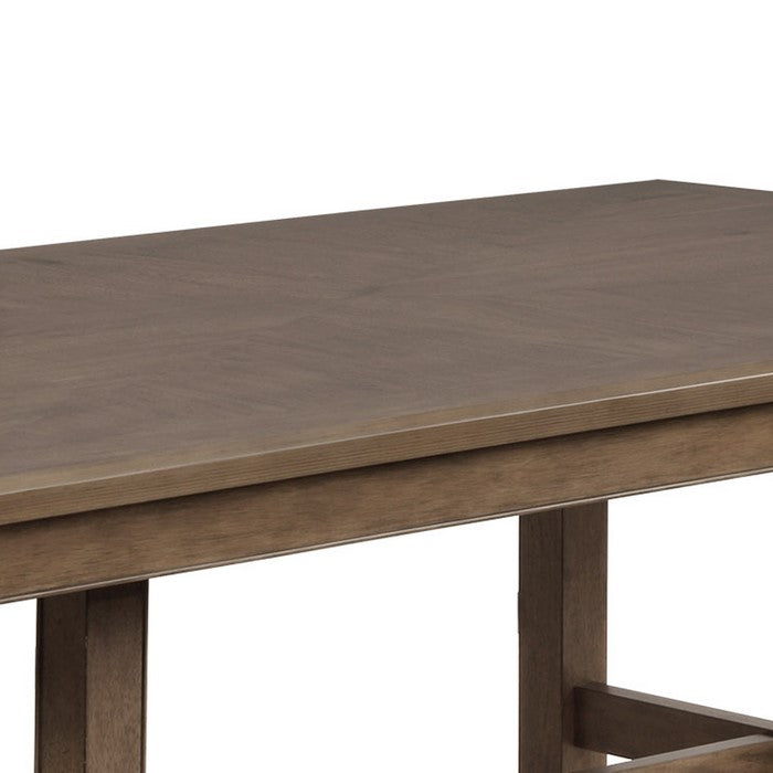 Rectangular Wooden Dining Table with Block Leg Support, Brown