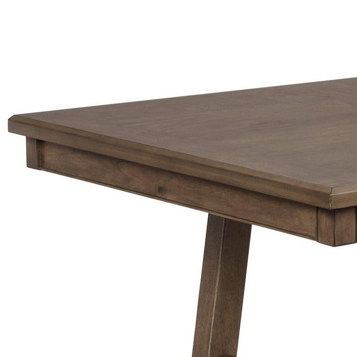 Rectangular Wooden Dining Table with Block Leg Support, Brown