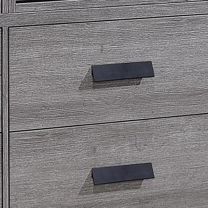 6 Drawer Contemporary Dresser with Metal Pulls and Bracket Feet, Gray