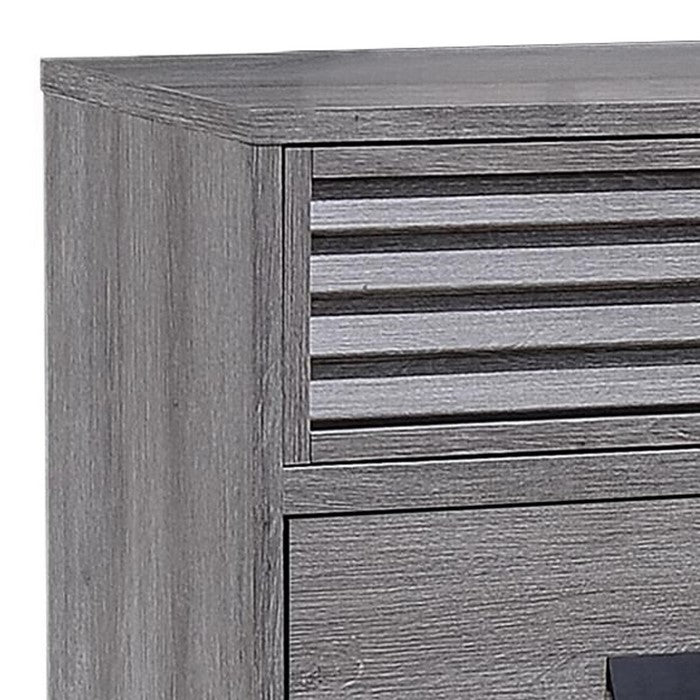 6 Drawer Contemporary Dresser with Metal Pulls and Bracket Feet, Gray