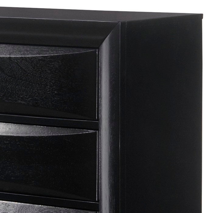5 Drawer Transitional Chest with Metal Knobs, Black