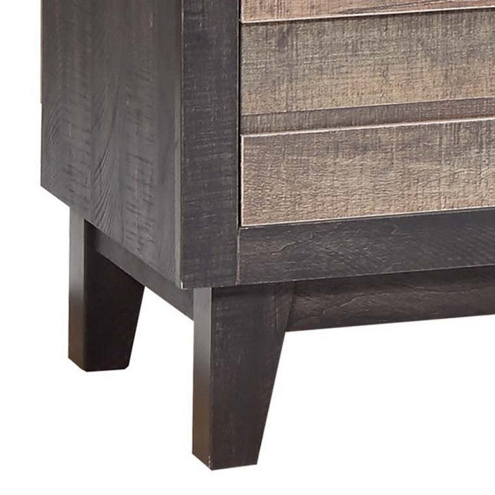 2 Tone Plank Front Wooden Chest with 5 Drawers, Brown