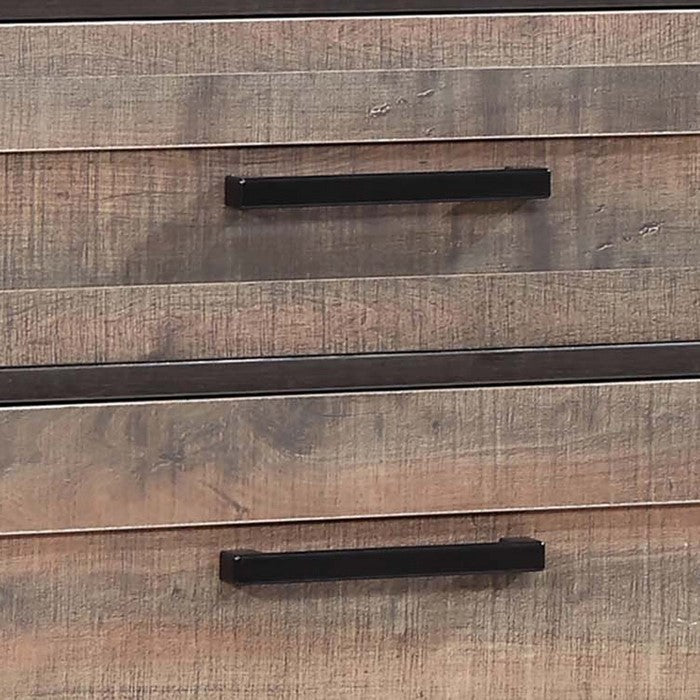 2 Tone Plank Front Wooden Chest with 5 Drawers, Brown