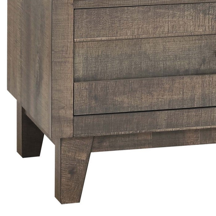 Transitional Style Plank Front Wooden Chest with 5 Drawers, Brown