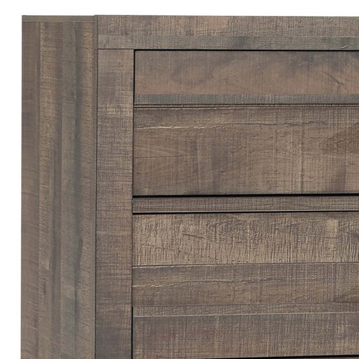Transitional Style Plank Front Wooden Chest with 5 Drawers, Brown