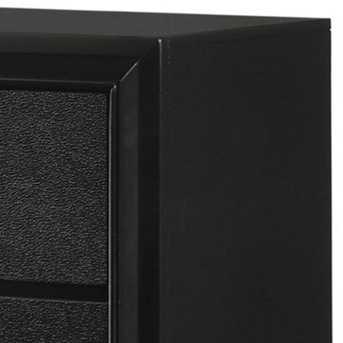 5 Drawer Transitional Chest with Decorative Knobs and Bracket Feet, Black