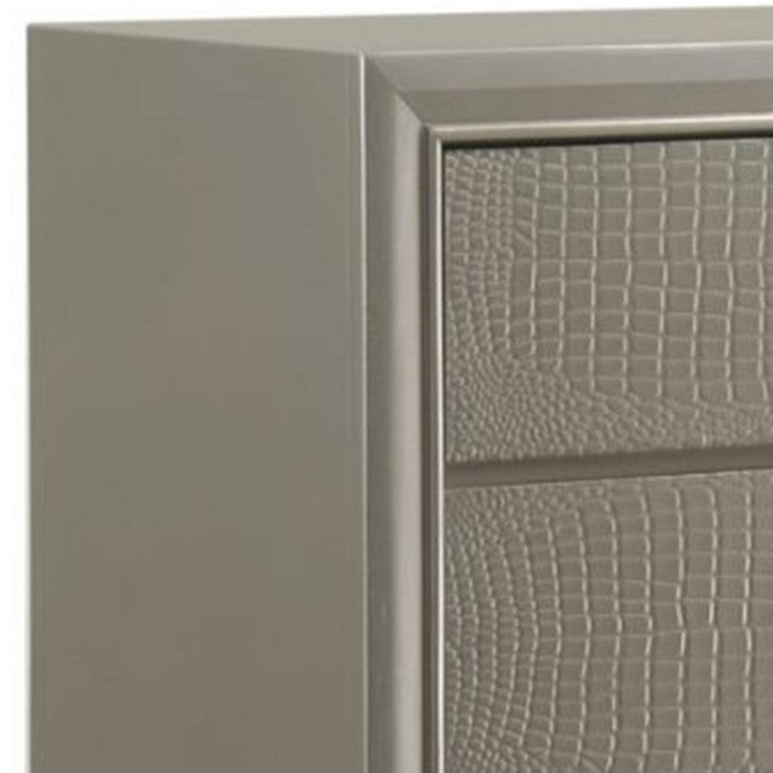 5 Drawer Chest with Decorative Knobs and Bracket Feet, Champagne
