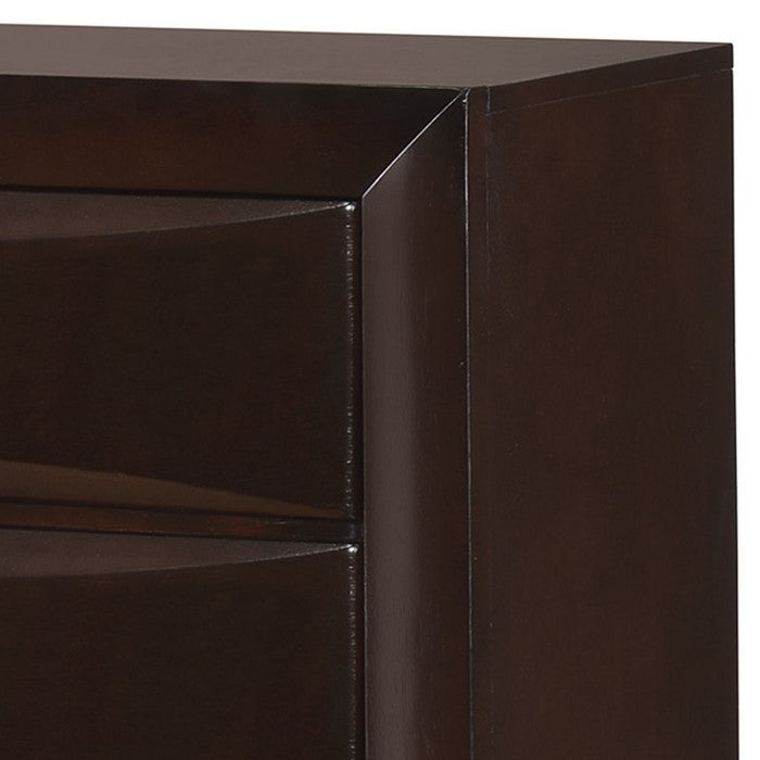 5 Drawer Transitional Chest with Metal Knobs, Cherry Brown
