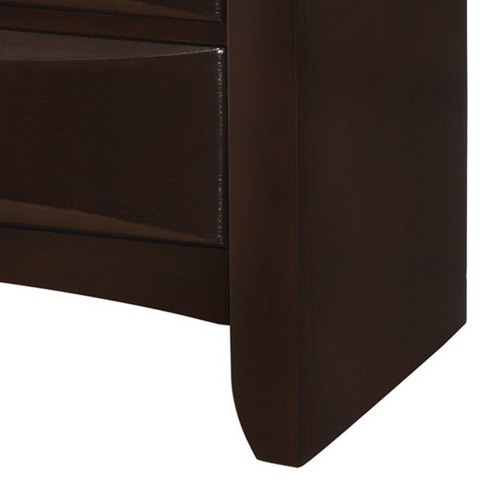 5 Drawer Transitional Chest with Metal Knobs, Cherry Brown