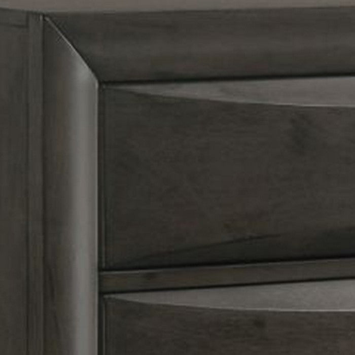5 Drawer Transitional Style Chest with Metal Knobs, Gray