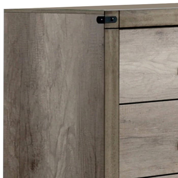 6 Drawer Dresser with Metal Pulls and Block Legs, Light Brown