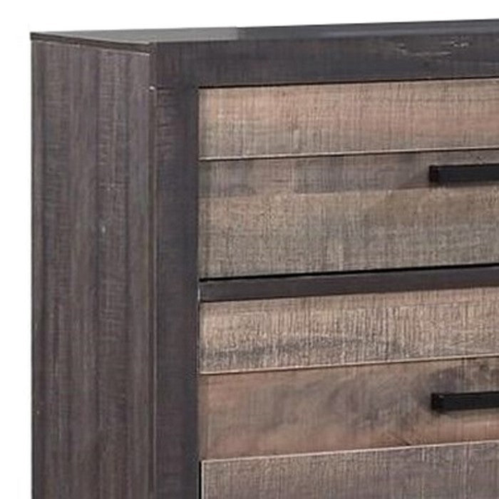 2 Tone Plank Front Wooden Dresser with 6 Drawers, Brown