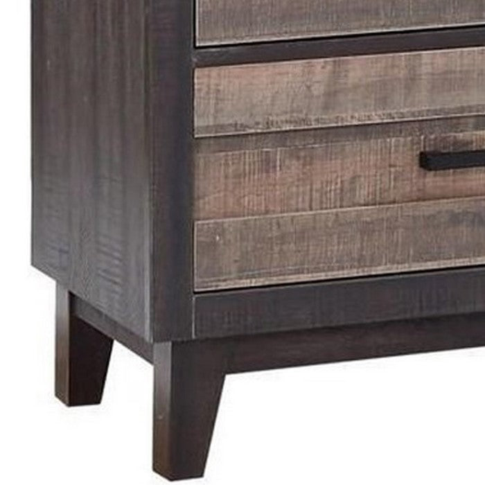 2 Tone Plank Front Wooden Dresser with 6 Drawers, Brown