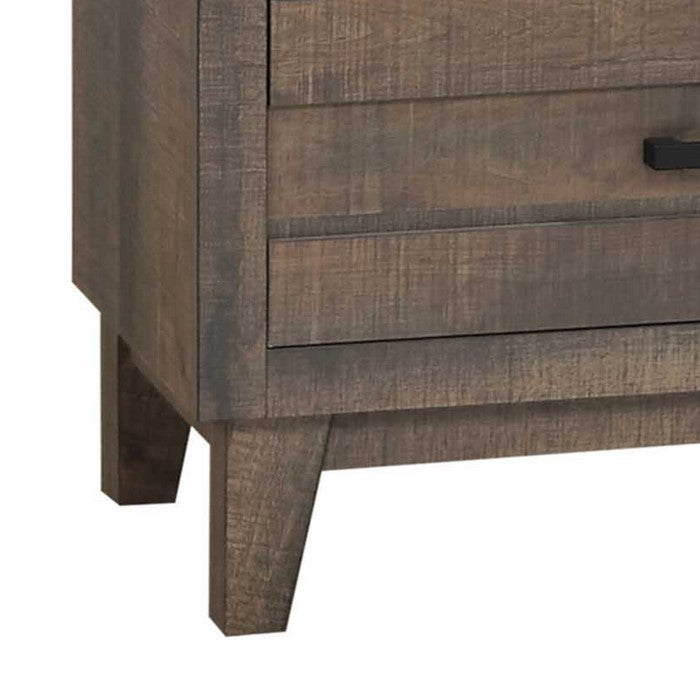 Transitional Style Plank Front Wooden Dresser with 6 Drawers, Brown