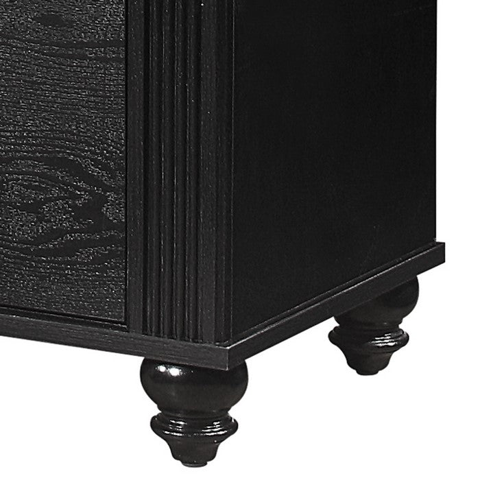 7 Drawer Wooden Dresser with Metal Handles and Mirror Trim, Black