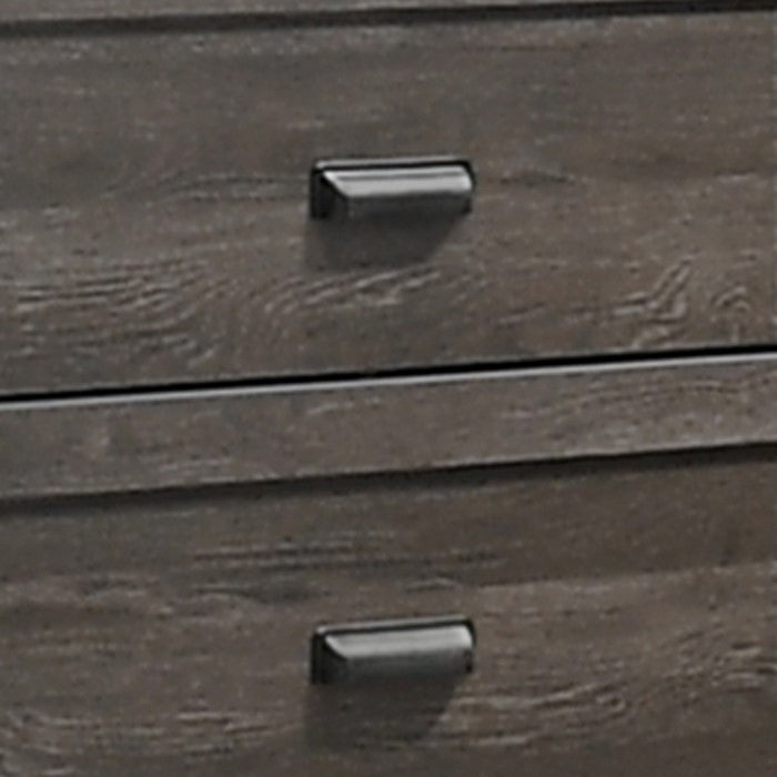6 Drawer Wooden Dresser with Metal Pulls and Arched Base, Gray