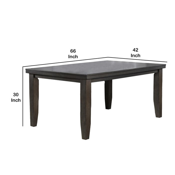 Rectangular Wooden Dining Table with Tapered Leg Support, Gray