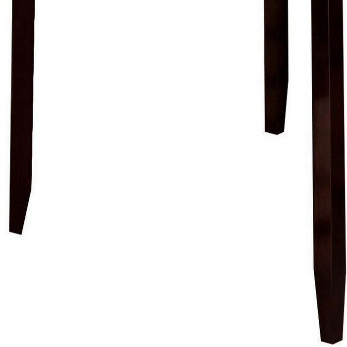 Counter Height Table with Faux Stone Tabletop and Tapered Legs, Brown